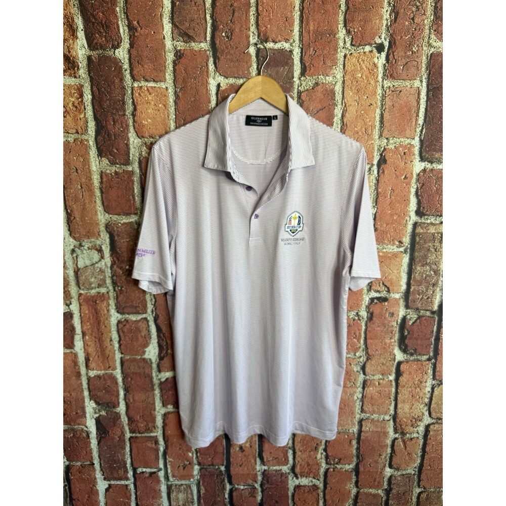Glenmuir Mens Striped Short Sleeve Golf Polo 2023 Ryder Cup Rome Italy Large